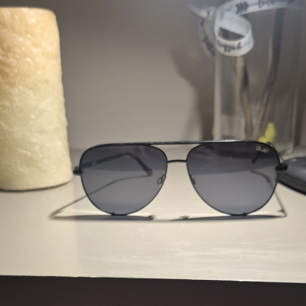 Quay Black Aviator Sunglasses